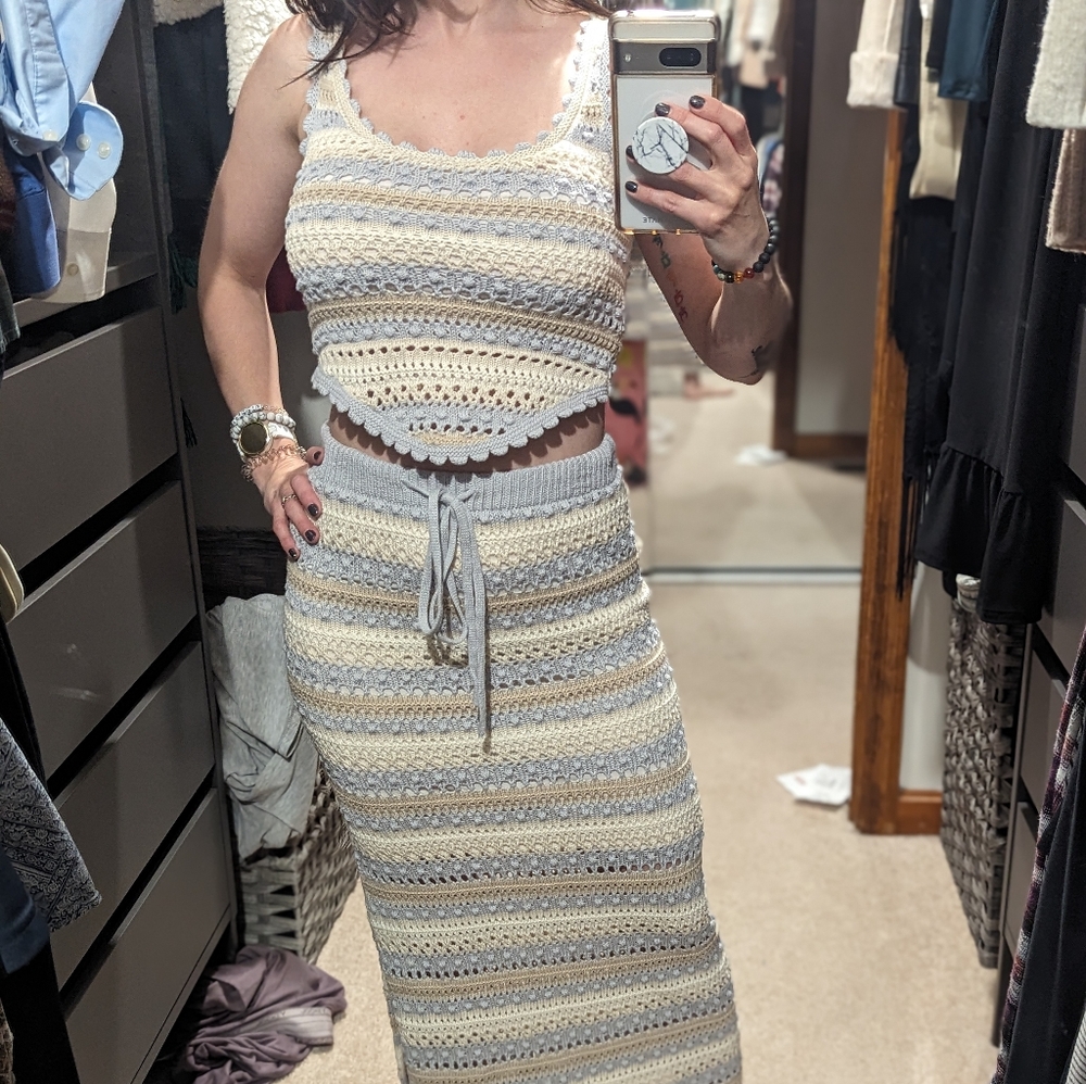 2 piece set crop top and maxi skirt